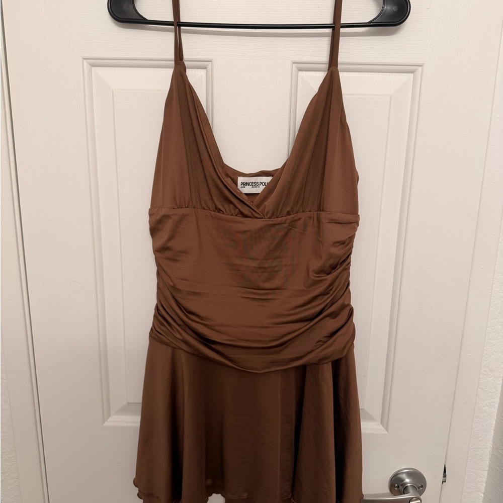 Princess Polly Andersson Mini Dress in Chocolate - size 10